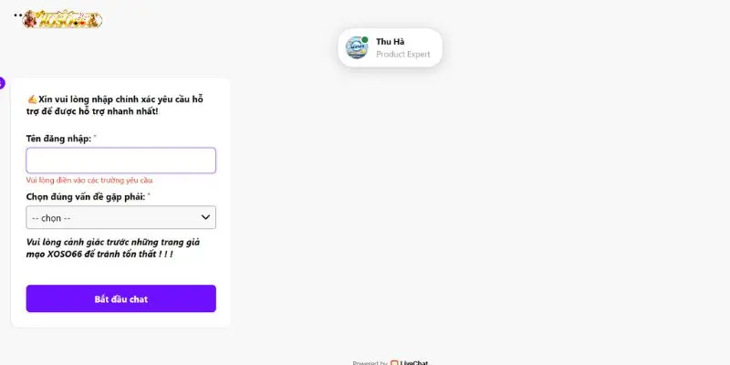 Liên hệ Xoso66 qua live chat